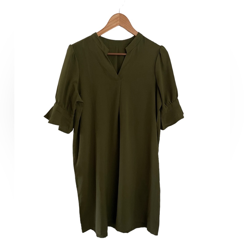 Shift Dress for Women V Neck Short Sleeves